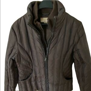 Michael Kors winter jacket brown with leather trim